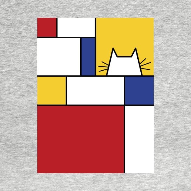 Piet Mondrian Inspired, Abstract T-Shirt for Cat Lovers by mmoskon